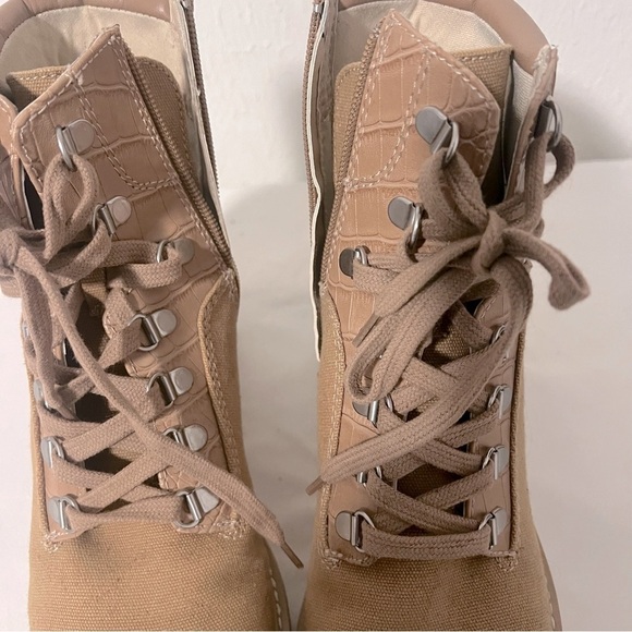 Dolce Vita Size 9M Tan Suede Leather Snakeskin Accent Combat Moto Ankle Booties - Picture 6 of 10